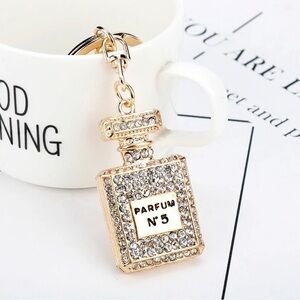 Perfume No. 5 White Crystal Keychain/ Bag Charm